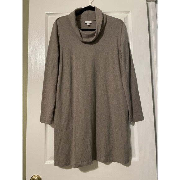 Pure Jill Dresses & Skirts - Pure Jill Dress Womens L Gray Cowl Neck Long Sleeve Jersey Shift Pockets